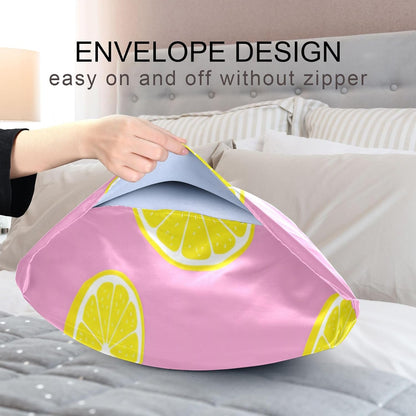 Yellow Lemons Satin Pillowcase for Hair and Skin, Soft Breathable Pillow Case Anti-Wrinkle Cooling Silk Pillow Cover with Envelope Closure for Bedroom, Standard 20 x 26 Inches