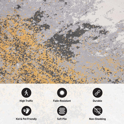 Modern Abstract Stain Resistant Soft Area Rug 5' x 7' Yellow