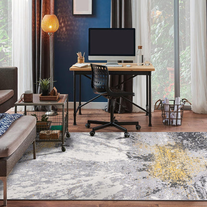 Modern Abstract Stain Resistant Soft Area Rug 5' x 7' Yellow