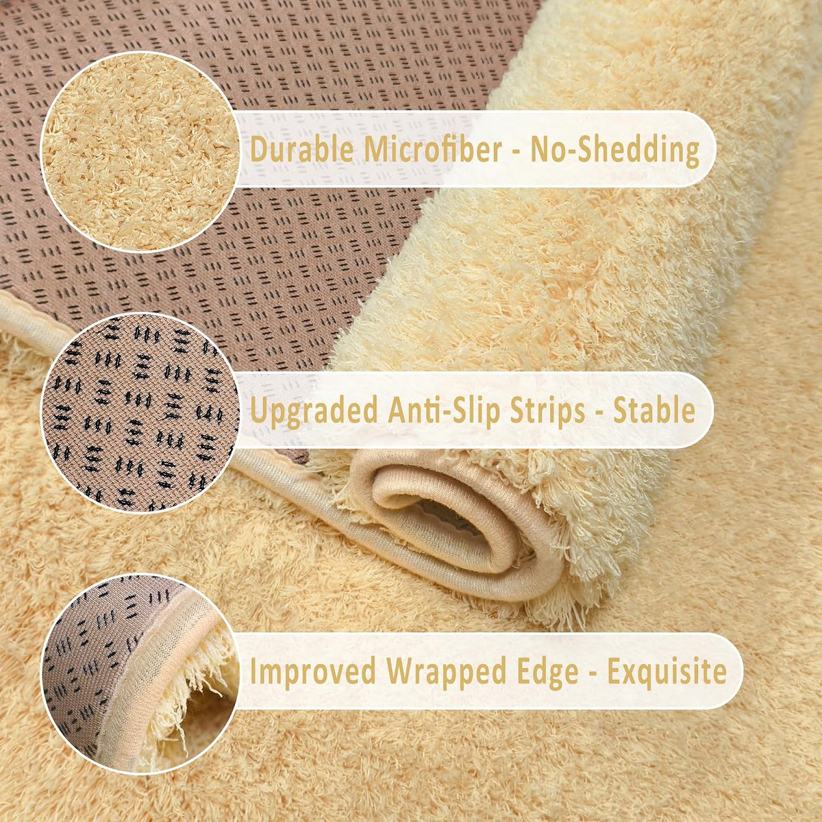Soft Runner Rugs for Bedroom Shag Runner 2x6 Ft, Light Yellow