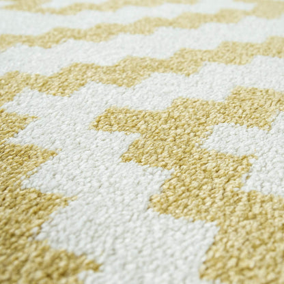 Modern Area Rug with Moroccan Diamond Pattern in Pastel Yellow-White, Size: 2'4" x 8'2"