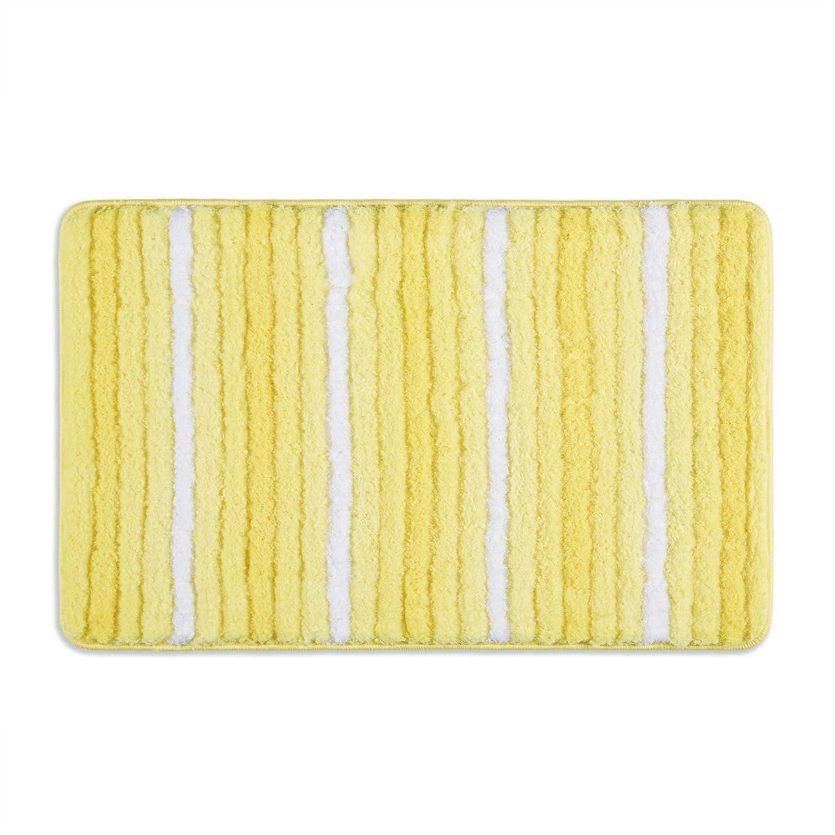 Striped Bathroom Rug Mat, Super Soft Extra Absorbent Shag Bath Mat Rug, Perfect Plush Carpet Mat for Shower and Bathroom, Machine Washable, Non Slip, 27”x48” Yellow