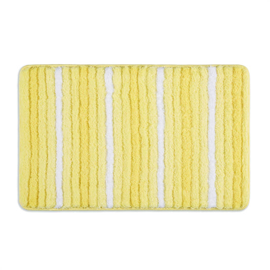 Striped Bathroom Rug Mat, Super Soft Extra Absorbent Shag Bath Mat Rug, Perfect Plush Carpet Mat for Shower and Bathroom, Machine Washable, Non Slip, 27”x48” Yellow