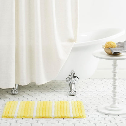 Striped Bathroom Rug Mat, Super Soft Extra Absorbent Shag Bath Mat Rug, Perfect Plush Carpet Mat for Shower and Bathroom, Machine Washable, Non Slip, 27”x48” Yellow
