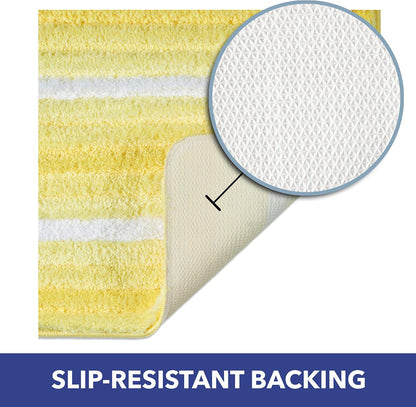Striped Bathroom Rug Mat, Super Soft Extra Absorbent Shag Bath Mat Rug, Perfect Plush Carpet Mat for Shower and Bathroom, Machine Washable, Non Slip, 27”x48” Yellow