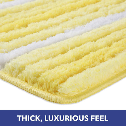 Striped Bathroom Rug Mat, Super Soft Extra Absorbent Shag Bath Mat Rug, Perfect Plush Carpet Mat for Shower and Bathroom, Machine Washable, Non Slip, 27”x48” Yellow