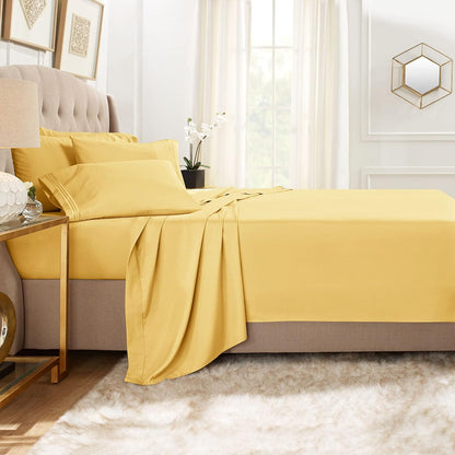 Twin XL Sheets, 5 Piece Set - Hotel Luxury Bed Sheets, Super Soft Bedding Set, Twin XL Size, Mellow Yellow