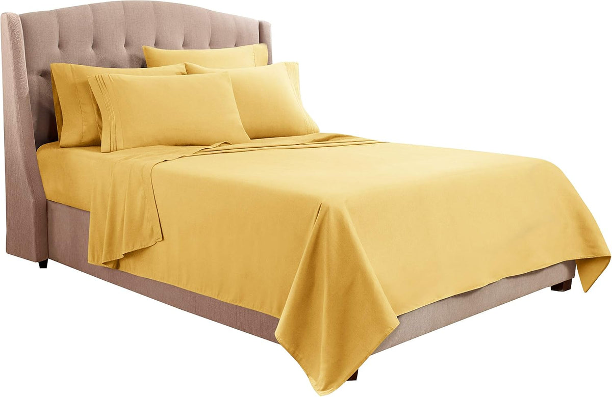 Twin XL Sheets, 5 Piece Set - Hotel Luxury Bed Sheets, Super Soft Bedding Set, Twin XL Size, Mellow Yellow