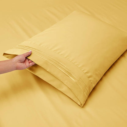 Twin XL Sheets, 5 Piece Set - Hotel Luxury Bed Sheets, Super Soft Bedding Set, Twin XL Size, Mellow Yellow