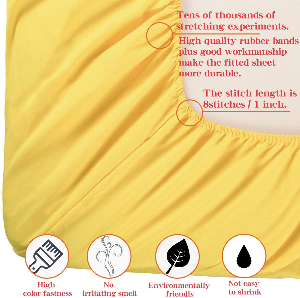 Twin Sheet Set - 3 Piece Breathable and Soft Sheets(1 Flat Sheet, 1 Fitted Sheet, 1 Pillowcase) - Easy Fit - Wrinkle Free and Comfy Sheets Set - White Sheet Set with Deep Pockets, Yellow