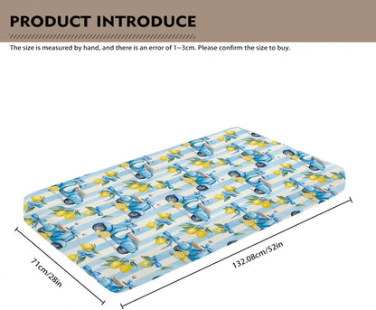 Cute Motorbike Lemon Bows Blue Stripes Baby Crib Sheets for Boy Girl 28"x52" Summer Scooters Yellow Lemons Fitted Crib Mattress Cover for Standard Crib and Toddler Italian Coastal Bed Sheet