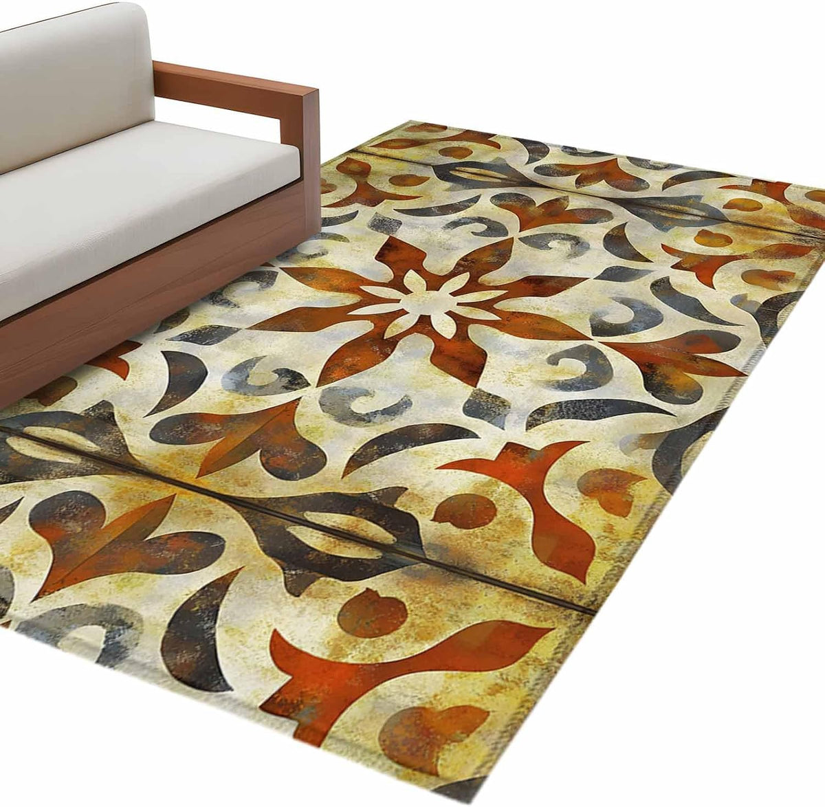 Abstract Art Yellow Flowers 3'x5' Area Rugs, Modernism Simple Style Washable Area Rugs Non-Slip Indoor Floor Mats Carpet for Living Room Bedroom Dining Room