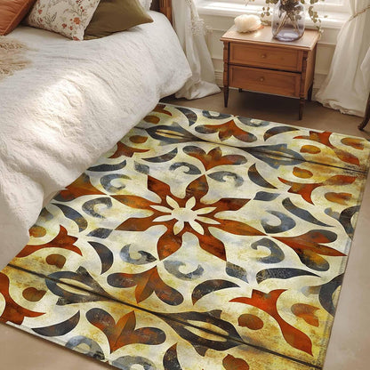 Abstract Art Yellow Flowers 3'x5' Area Rugs, Modernism Simple Style Washable Area Rugs Non-Slip Indoor Floor Mats Carpet for Living Room Bedroom Dining Room