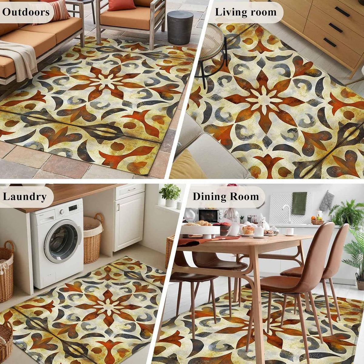 Abstract Art Yellow Flowers 3'x5' Area Rugs, Modernism Simple Style Washable Area Rugs Non-Slip Indoor Floor Mats Carpet for Living Room Bedroom Dining Room