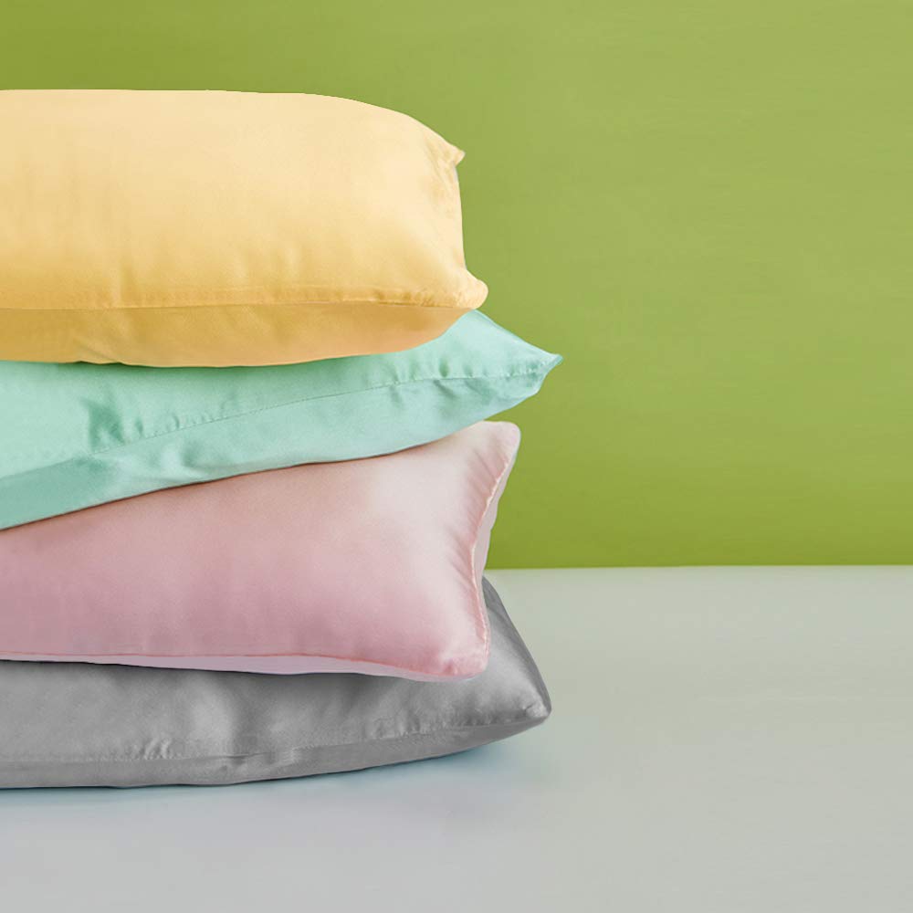 2 Pack 13 x 18 Inch Satin Toddler Pillowcases, Yellow