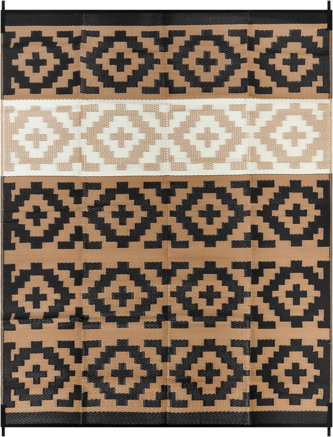 Outdoor Rugs 8x10 for Patios Clearance, Reversible Plastic Straw Outside Rug, Large Outdoor Area Rug RV Camping Mat for Deck, Backyard, Picnic, Beach, Trailer(Black&Brown, 8‘x10')