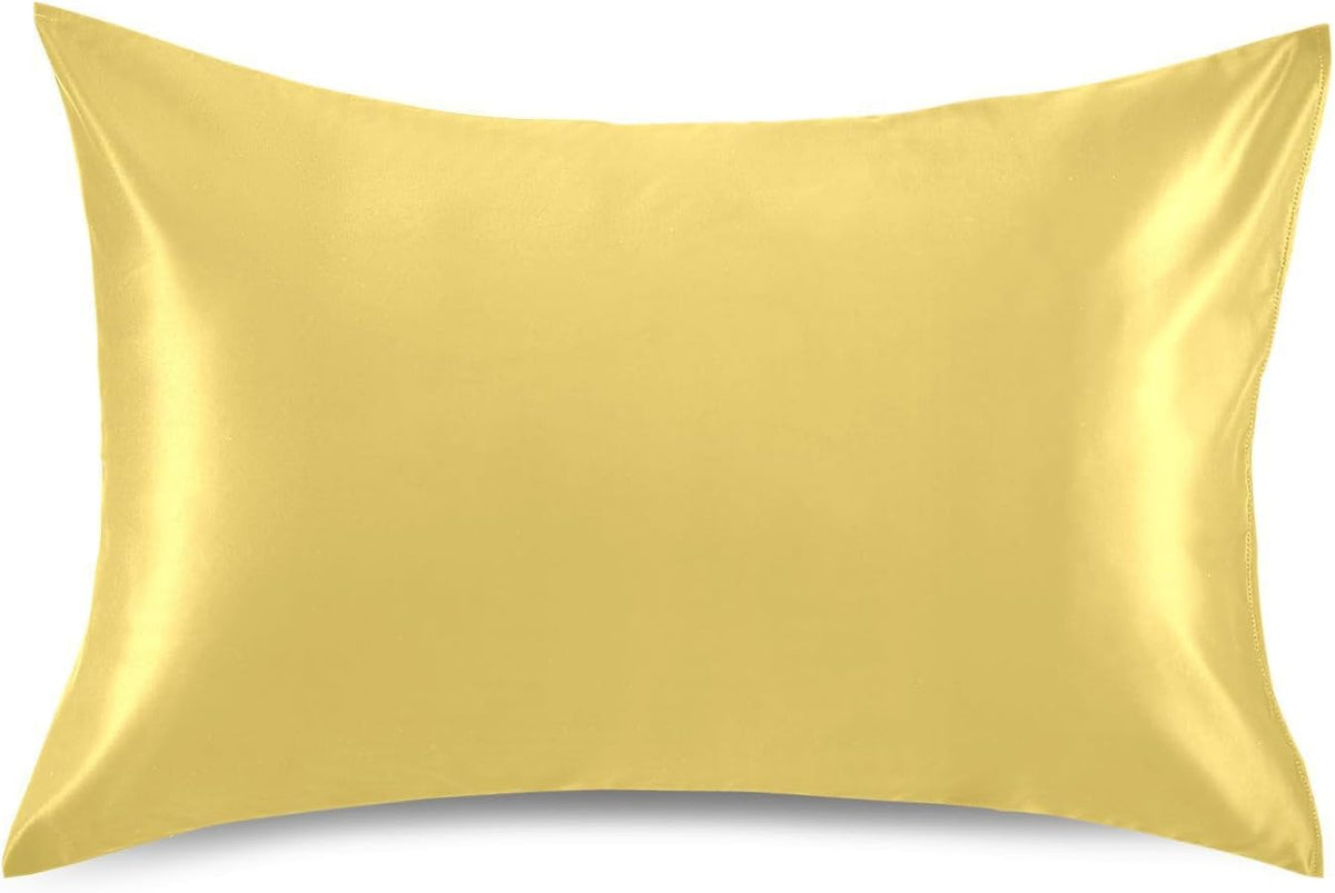 Lemon Yellow Silk Pillow Cases Satin Pillowcase Cooling Pillow Case Satin Pillow Covers Soft Pillowcases Pillow Cover Envelope Closure for Home Decor Wrinkle Resistant Gifts