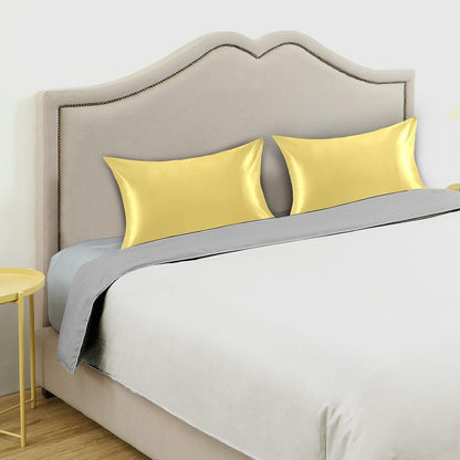Lemon Yellow Silk Pillow Cases Satin Pillowcase Cooling Pillow Case Satin Pillow Covers Soft Pillowcases Pillow Cover Envelope Closure for Home Decor Wrinkle Resistant Gifts