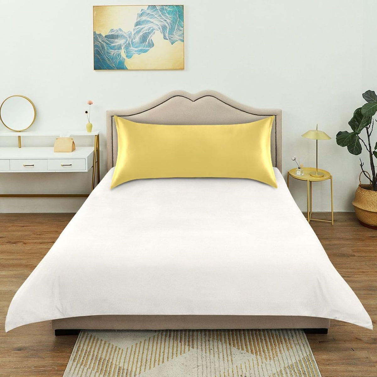 Lemon Yellow Silk Pillow Cases Satin Pillowcase Cooling Pillow Case Satin Pillow Covers Soft Pillowcases Pillow Cover Envelope Closure for Home Decor Wrinkle Resistant Gifts