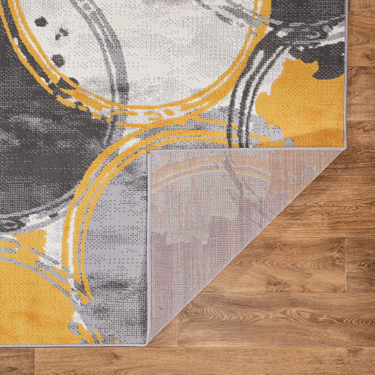 Circles Evora Contemporary Modern Large Area Rug Yellow 7'10" x 10'